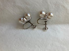 Antique Or Vintage Unbranded Faux Pearl And Rhinestone Screwback Earrings