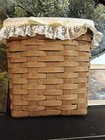 Longaberger Tall Basket W ivory Liner W lace   Brown Ribbon 1992