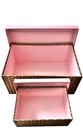 Vtg Hat Boxes Nested W Lids Polka Dots French Country Pink Brown Set Of 2 Decor