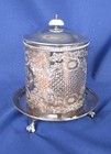 Viners Of Sheffield Alpha Plate Lidded Biscuit Jar Tea Caddy Under Tray England