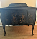 Antique Victor Vv-260 Victrola Hand Painted Asian Themed Artwork Robins Egg Blue