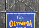 Vintage 1938 Olympia Beer Tumwater  Washington ddd Oil Cloth Banner