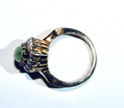 Trubrite Vintage 10k Yellow Gold Pearl Pear Shaped Green Stone Ring Sz 6 5