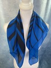 Vintage 1970s Valentina Fiore Women   s Scarf Black   Blue Geometric Design Square