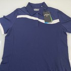 Callaway Womens Golf Polo Shirt Medium M Opti-dri Stretch Navy White Stripe New