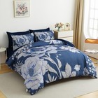 Floral Comforter Set Size 7 Pieces Bed In A Bag flower Print On King Blue