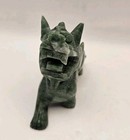 Vintage Chinese Hand Carved Green Jade Foo Dog Read 3  Long