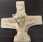 Vintage Mexican Folk Art Pottery Crucifix Signed Dolores Porras