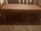 Antique Louvered Bench W Storage