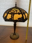 Antique Art Nouveau Heavy Carmel Slag Glass Electric Table Lamp 23 5 h