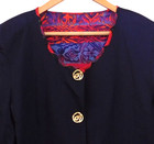 Vintage 90s Women s Cropped Jacket Buttons Funky Lagenlook Blue Print Size Small