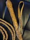 80 Inch-long Vintage Leather Bullwhip  Braided Leather Light Tan  See Pics 
