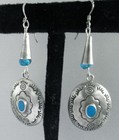 Southwest Sterling Earrings W Turquoise  65mm  8 Grams