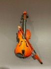 Vintage Miniature Wood Violin And Bow With Case 6 5  Long