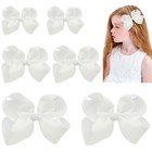 Hair Bows For Girls Alligator Clips White Grosgrain Ribbon Solid Color Hair A   