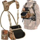 Camo Binocular Chest Pack Harness With Rangefinder Pouch Rain Cover Hunting Gear