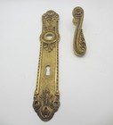 Large Vintage Brass Lever Door Handle Old French Rococo Baroque Gilt Antique X1