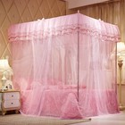 4 Corners Post Pink Canopy Bed Curtain For Girls   Adults - Cute Cozy Drape S   