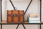 Tm Decorative Wood Leather Treasure Box Large Trunk Only