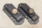 2 Old Cabinet Catches Cupboard Latches Brass Knob Cast Iron 3 1 4    Vintage