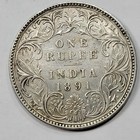 1891 India Silver Rupee Queen Victoria Circulated Silver Coin Nice  v972