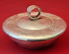 Vtg 1950 s B w  Buenilum Covered Serving Dish Bowl Aluminum W hammered Lid Mcm