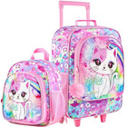  2pcs Kids Luggage Set  Girls Sequins Rolling Suitcase With Wheels  Travel 