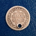1847 Seated Liberty Half Dime  Vg Details  Holed  Obsolete Silver B65