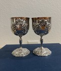 Vintage Pair Reed   Barton 1662 Silverplate  king Francis  Wine Goblets 5   