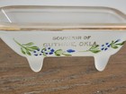 Antique Tiffin Milk Glass Painted Floral Bathtub Souvenir Of Guthrie  Oklahoma