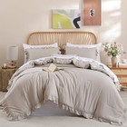  Size Ruffled Comforter Set Soft Vintage Farmhouse Bed Set Shabby King Oatmeal