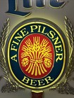 Vintage Miller Lite    a Fine Pilsner Beer    Lighted Bar Wall Sign 19 X 14-working