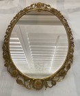 Matson Mcm Oval Vintage Ornate Ornolu Floral Gold Vanity Tray T202 Wall Mirror