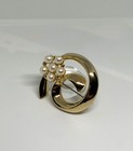 Vintage Gold Tone Swirl Brooch     Faux Pearl Cluster  Modernist Abstract Pin