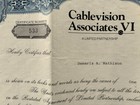 Vintage Stock Certificate Cablevision Associates Vi Des Moines Ia 1 Unit 1982