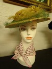 Vintage 1940s Straw Hat By Coralie With Flowers Velvet And Netting
