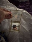 Vintage Brass And Glass Trinket Box Etched Floral Design Footed Jewelry Holder