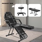 Black Facial Chair Tattoo Chair Split Legs Adjustable Massage Table Salon Beauty