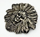 Signed Art Nouveau Sterling Unger Bros Native American Indian Chief Pin