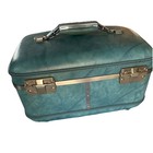 Vintage American Tourister Blue Hardshell Makeup Train Case Luggage Organizer