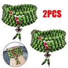 2pcs Sandalwood Buddhist Meditation Bracelet 8mm 108 Prayer Bead Mala Necklace