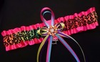 Colorful Zebra Print Fuchsia Satin Wedding Prom Garter Multiple Sizes Available