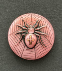 Vintage Spider On Web Pink Glass Button - 7 8   m14 