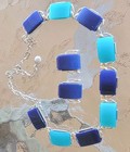 Rare Vtg Mcm Moonray Lucite Choker Necklace   Earrings Set Blue Aqua Pat Pend