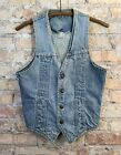 Vintage Denim Vest Biker 1980s Motorcycle Folk Art Skull Nude Woman Hand Drawn M