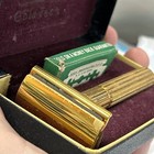 1940s Gillette Gold Tone Safety Razor With Box And Blades Vintage Collectible