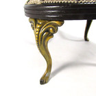 Antique  Victorian Wooden Foot Stool Ornate Pierced Iron Legs