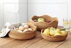 Rattan Round Fruit Baskets - Wicker Storage Bowls - Natural Woven - Wave