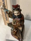 Chinese Porcelain Painted Multicolor Warrior       statue Marked Base 7 5  Tall