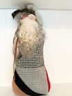 Primitive Handmade Christmas Santa Claus Plaid Fur Leather Doll Primitive C